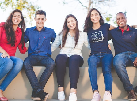 Young people sitting together